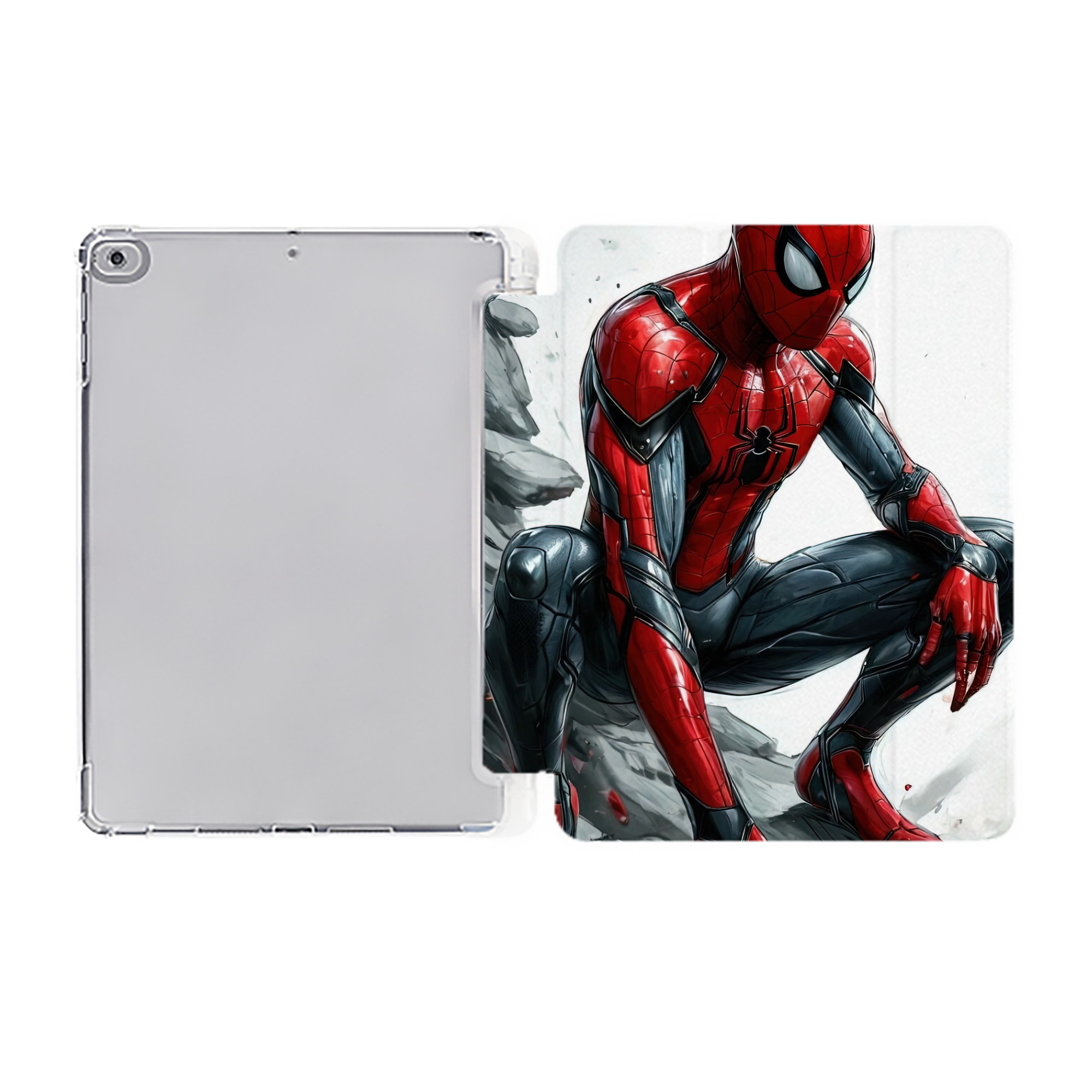 （画像用） Spider Man スパイダーマン IPad ケース ペン収納付き 三つ折りスタンド PUレザー×シリコン 対応機種9.5/10.5/10.9インチ